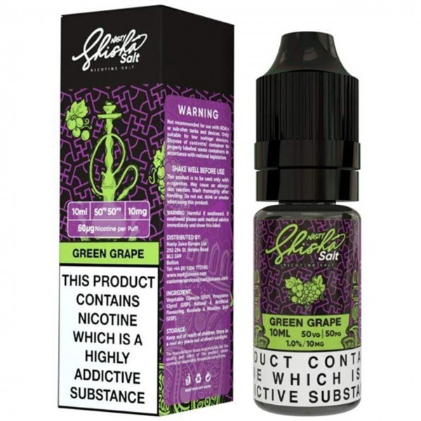 Green Grape Nic Salt E Liquid 10ml By Nasty Shisha Salt