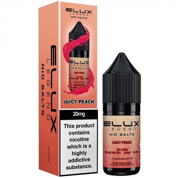 Juicy Peach Nic Salt E Liquid 10ml By Elux Legend