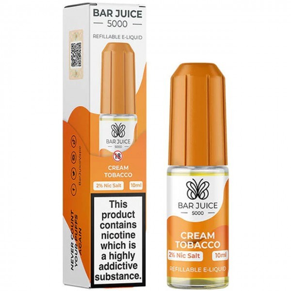 Cream Tobacco Nic Salt E Liquid 10ml by Bar Juice 5000