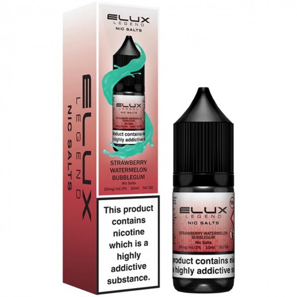 Strawberry Watermelon Bubblegum Nic Salt E Liquid 10ml By Elux Legend