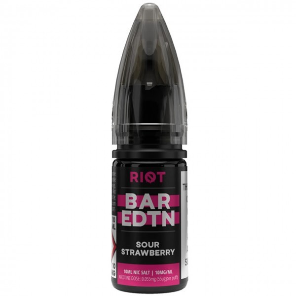 Sour Strawberry Bar ﻿EDTN Nic Salt E Liquid 10ml by Riot Squad