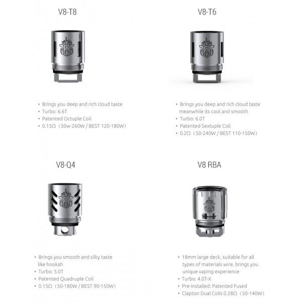 3 Pack SMOK TFV8 Tank V8 Turbo Coils